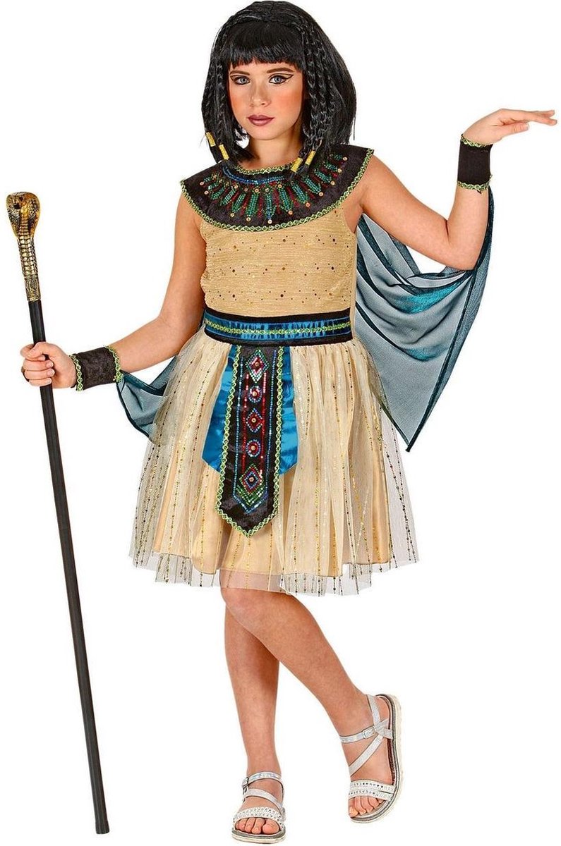 Egypte Kostuum | Egyptische Koningin Van De Nijl Farao | Meisje | Maat 116 | Carnaval kostuum | Verkleedkleding